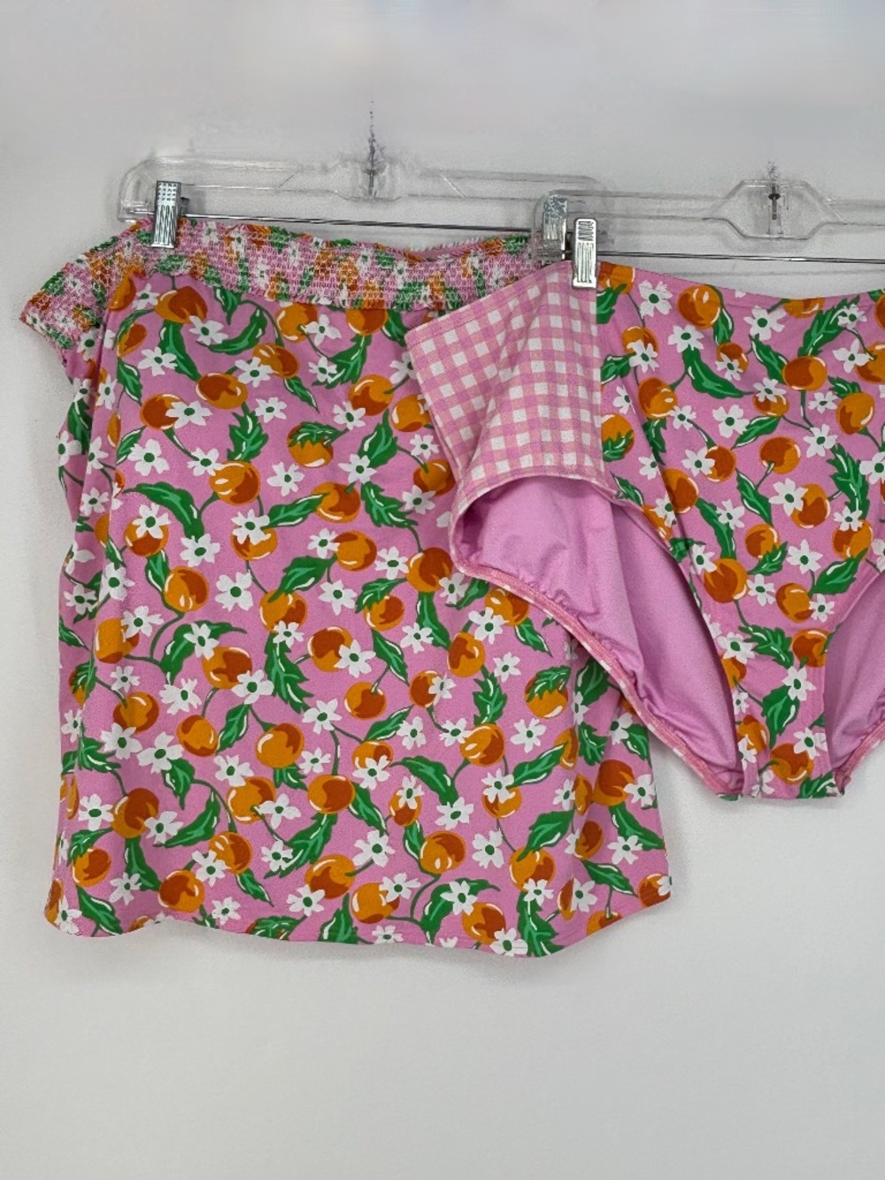 Lands' End Draper James Size 26W Strapless Tankini Swim Suit Pink Orange Check